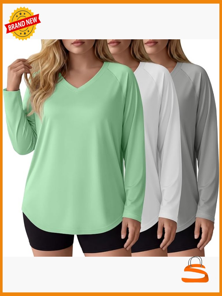 3 Pack Plus Size Long Sleeve Rash Guard Uv Sun Protection Swim Tops Fishing Tee